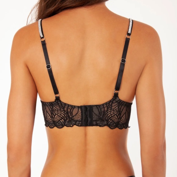 NWT- Avery Rose Swarovski Crystal Kym Bra 34C Black Lace Demi Underwire Lingerie - Picture 5 of 14